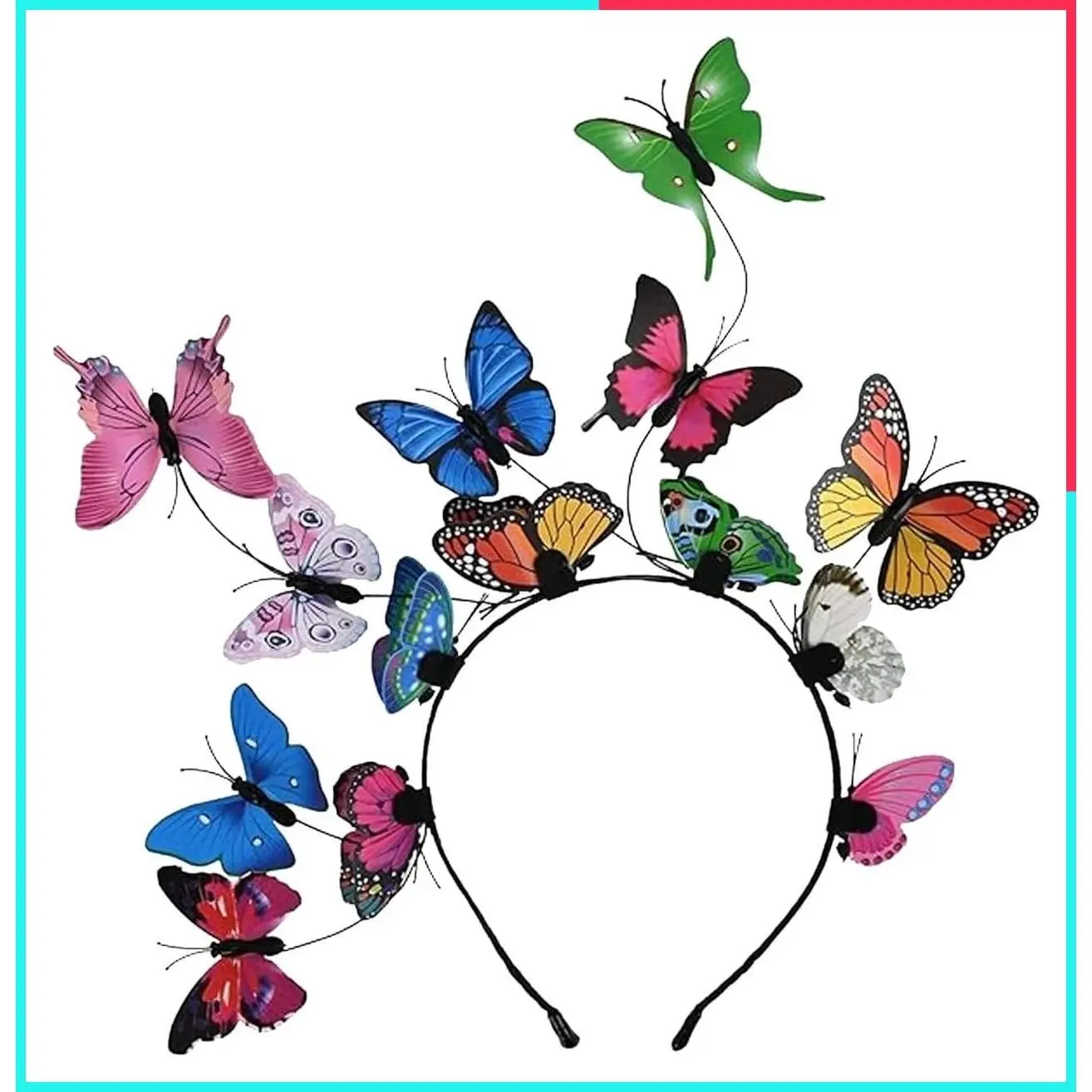 Colorful Butterfly Crown Headband for Women, Fun Crazy Fascinator Hat Party Hair Accessory