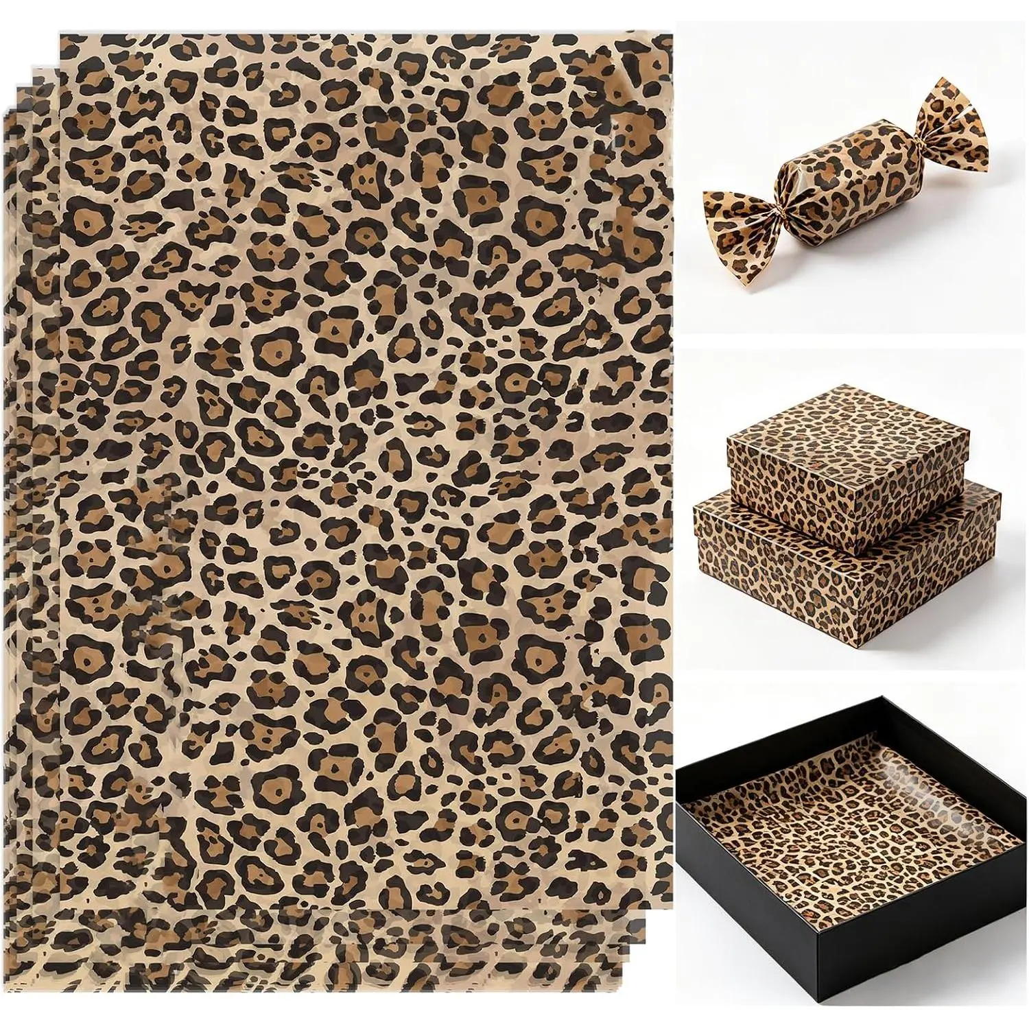 85 count Leopard Print  Wrapping Paper, 14 x 20 Inch |  Print Tissue Paper for Packaging, Wedding Floral Bouquets, Birthday, Holiday Party & DIY Art Crafts