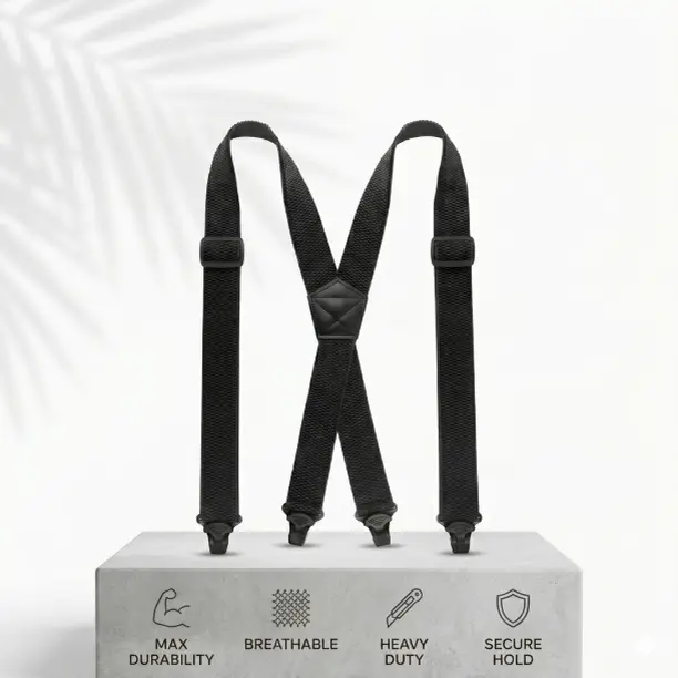 Male Fitted Invisible Under Shirt Suspenders, 1.48 inches Flat Elastic Band Straps, Waistline Pressure Relief for Active Shifts