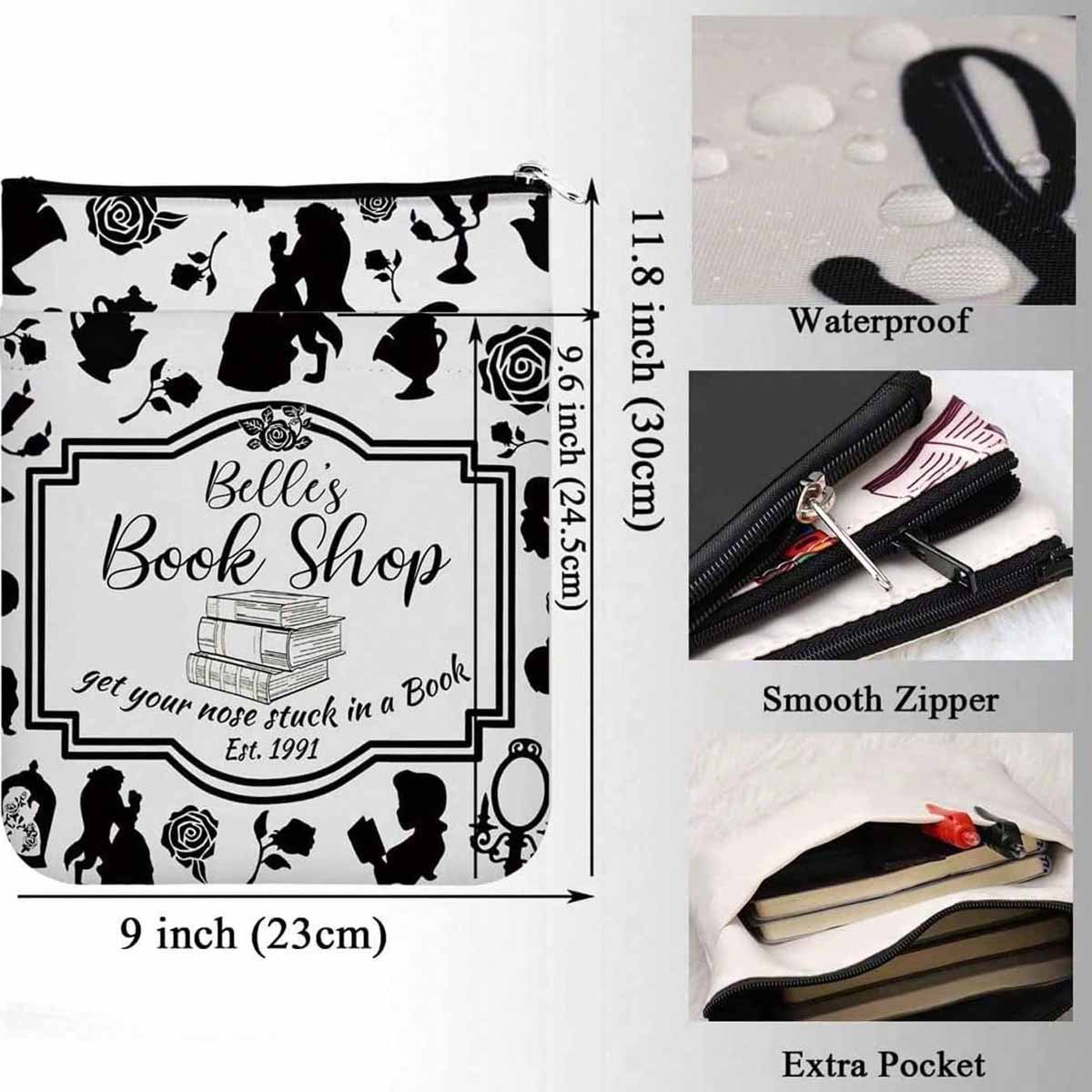 Fairy Tale Book Cover Pattern Book Bag, 1 Count Book Lovers Gift, Book Accessories, Book Cover for Paperback, Desk Organizer for Home Office School