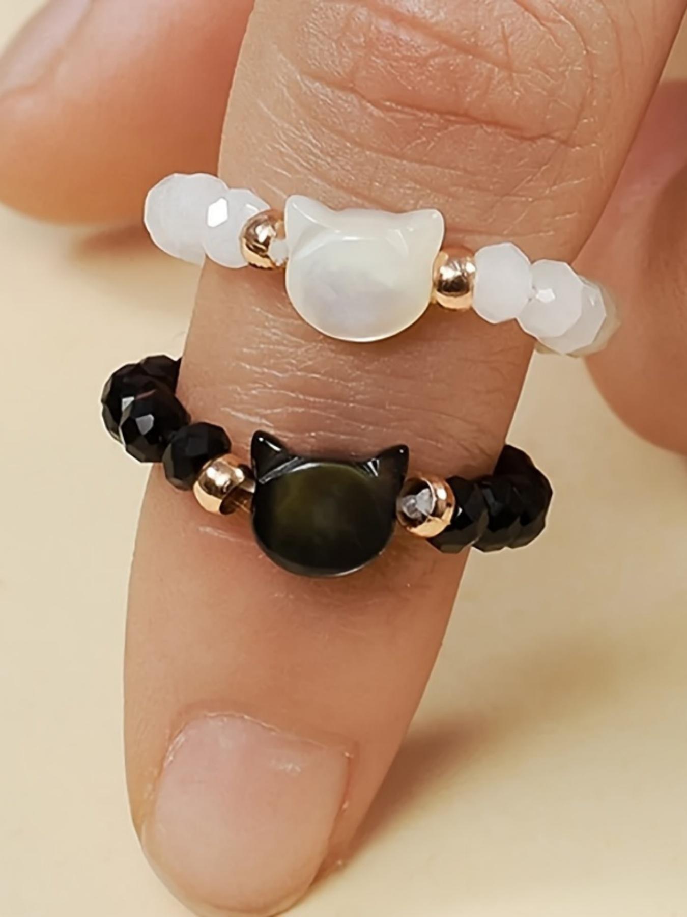 Cute Cat Design Ring, Fashion Rings, Dainty Stacking Rings, Fashion Stackable Ring for Women & Girls, Trendy All-match & Exquisite Jewelry for Birthday Gift