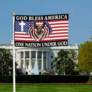 Premium "One Nation Under God" Flag, American Eagle & Cross Design, 2x3ft & 3x5ft Weather-Resistant Banner for Outdoor Yard & Religious Patriotic Events