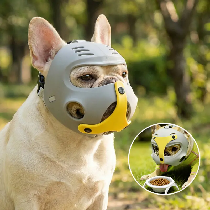 Adjustable Dog Muzzle for Small and Medium Dogs, Breathable Soft Mesh Pet Mouth Cover, Helps Prevent Biting and Scavenging, Anti‑Chewing Training Aid for French Bulldog, Pug and Short Snout Breeds