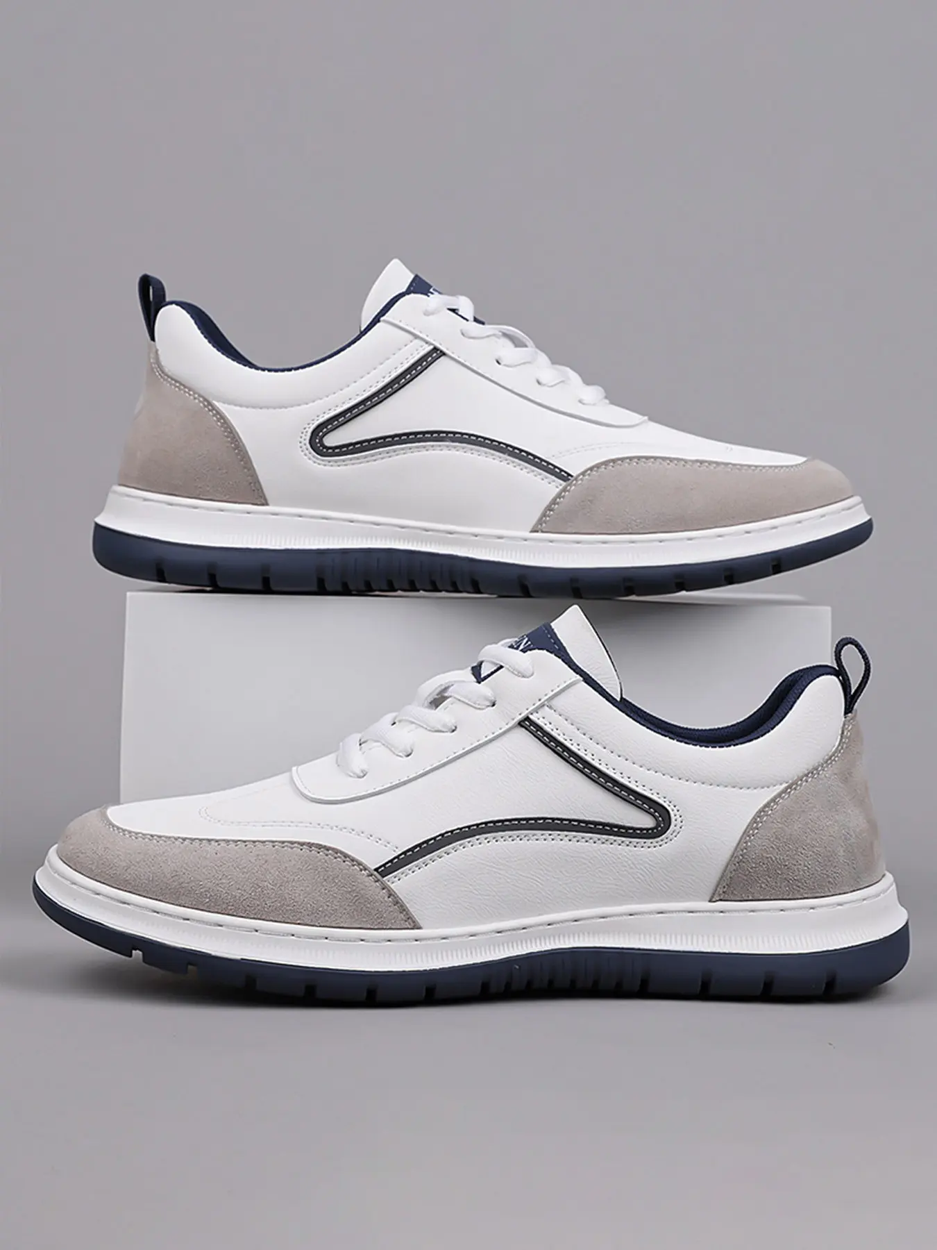 Men's Lightweight Casual Shoes, New Business Formal Sneakers, Laces Closure, Low Top, PU Material, Office/outdoor/ Daily Wear