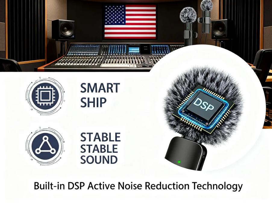 2-Pack Cordless Mics – Omnidirectional Condenser, Fits iOS & Android | Professional for Video, Podcast, YouTube | Rechargeable, Noise-Canceling