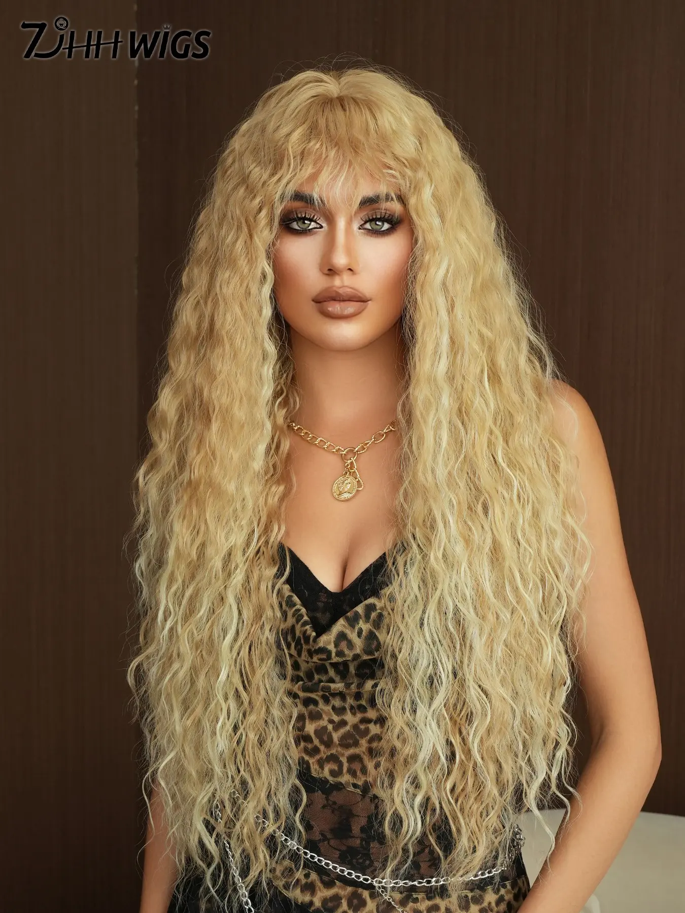 Blonde Afro Kinky, Boho Style Wigs For Women 32 Inch Extra Long Loose Deep Wave Curly Wig With Bangs, Synthetic Heat Resistant Fiber Hairpiece For Daily Wear, Music Festivals, Party, Cosplay Use - Graduation Gift