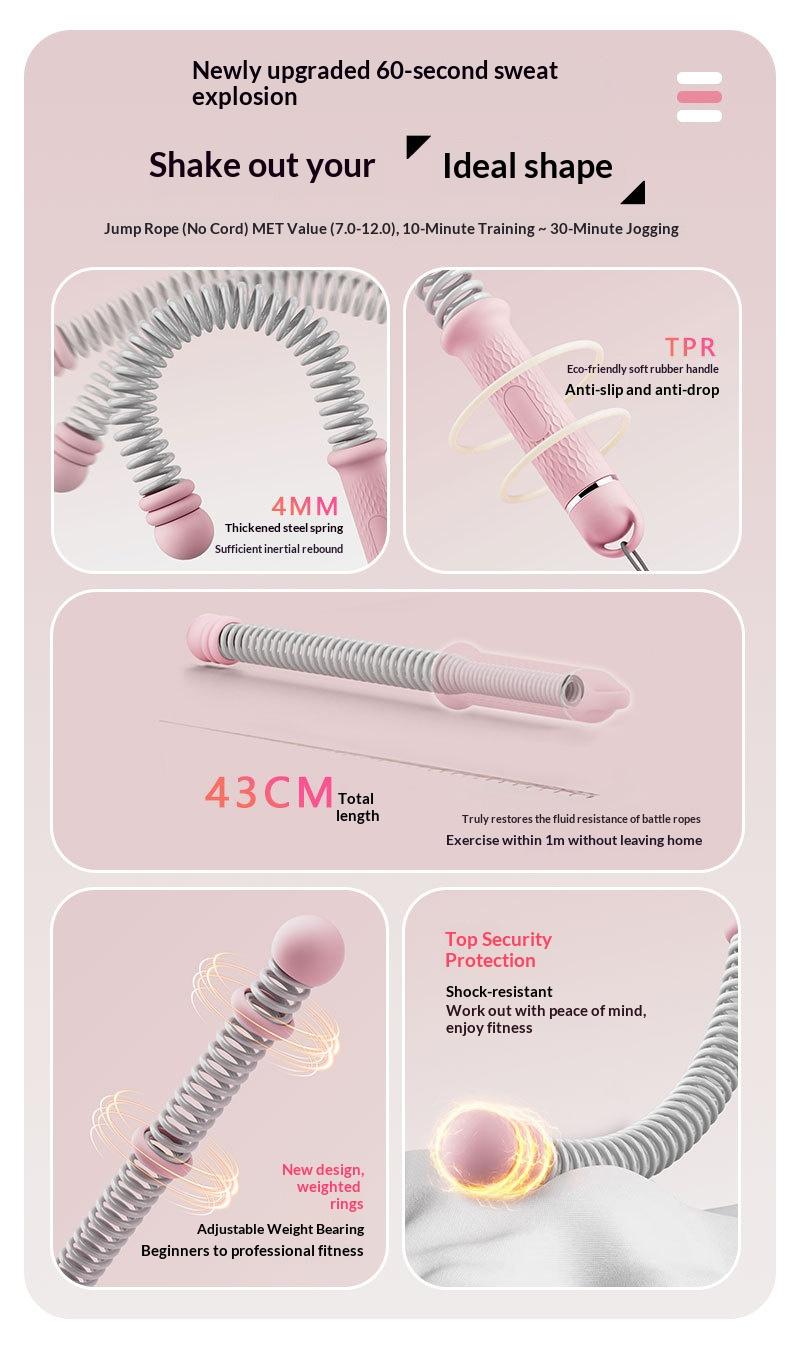 Multifunctional Cordless Battle Rope with Adjustable Weighted Rings for Men Women Fitness Home Use Arm Strength Training Equipment