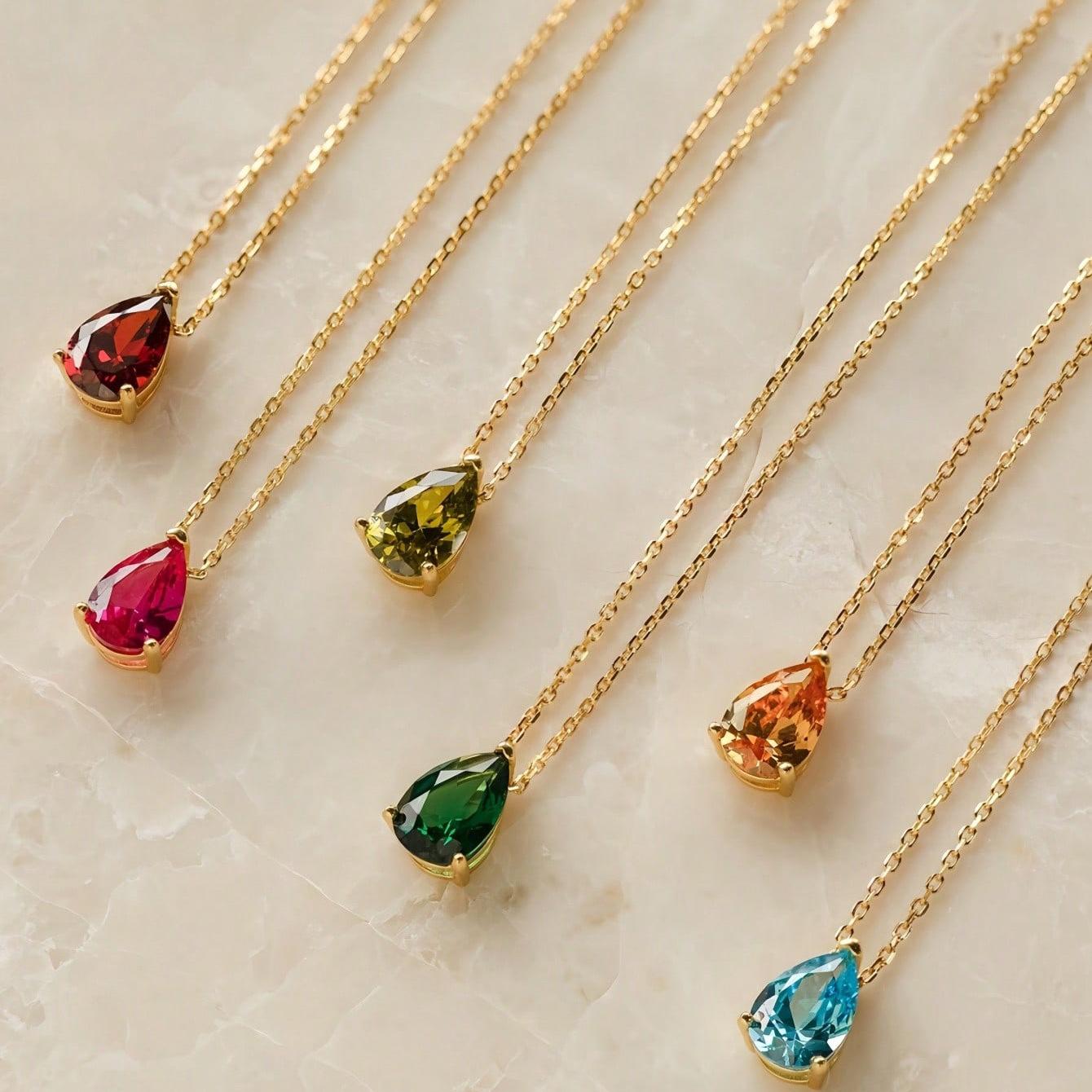 December Birthstone Water Drop Zircon Pendant Necklace Best Gift for Mom Girlfriend