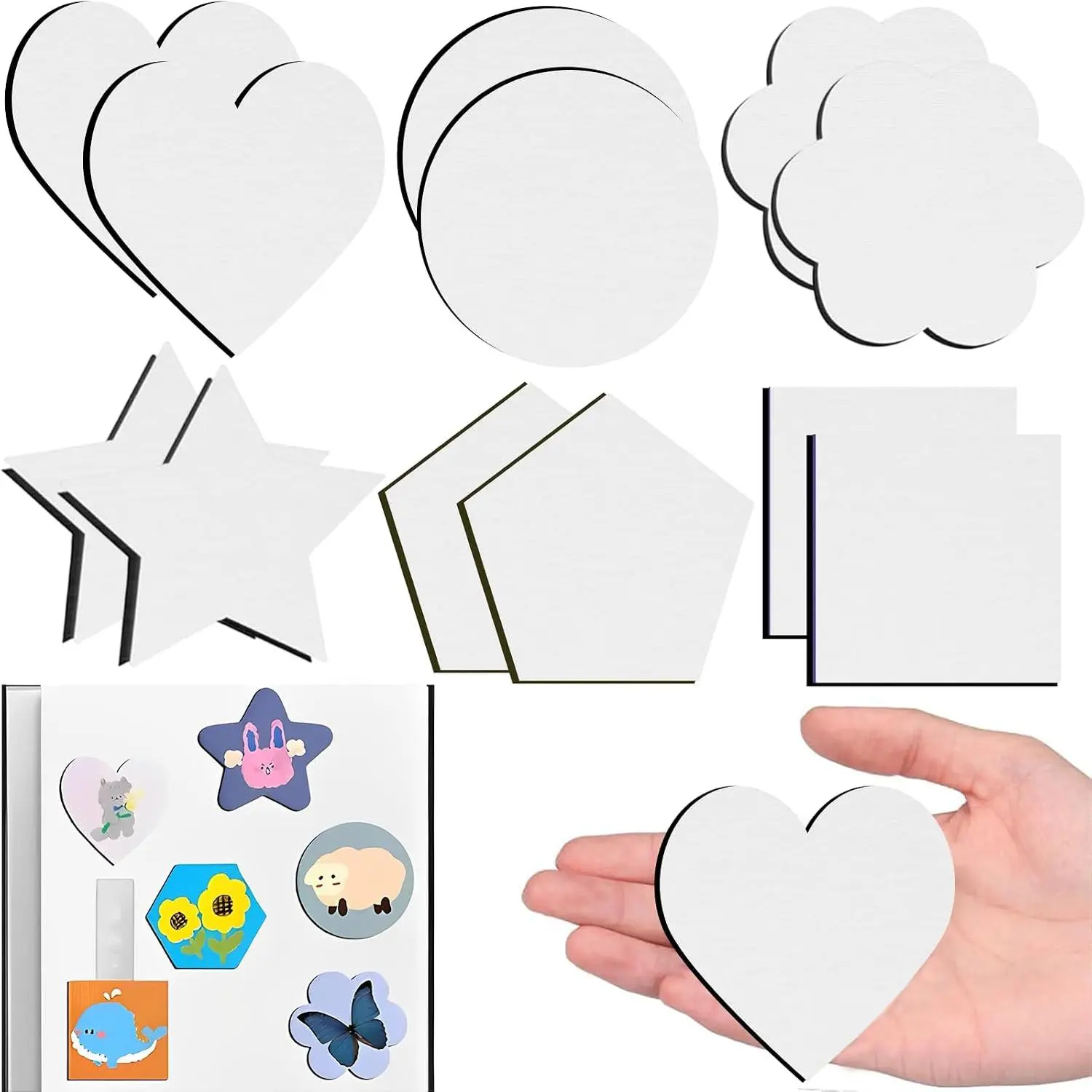 12 count  Mini Canvas Boards for Painting Small Canvases Boards DIY Decorative Fridge  Painting Crafts Gifts for School Supplies Party Favor(3", 6 Kinds of Shapes)