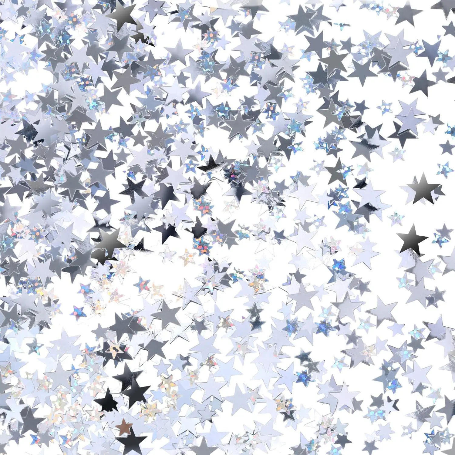 Silver Metallic Star Confetti for Tables Silver and Glitter Star Table Confetti for Wedding Birthday Party Decoration, 60 Grams/ 2.1 Ounce