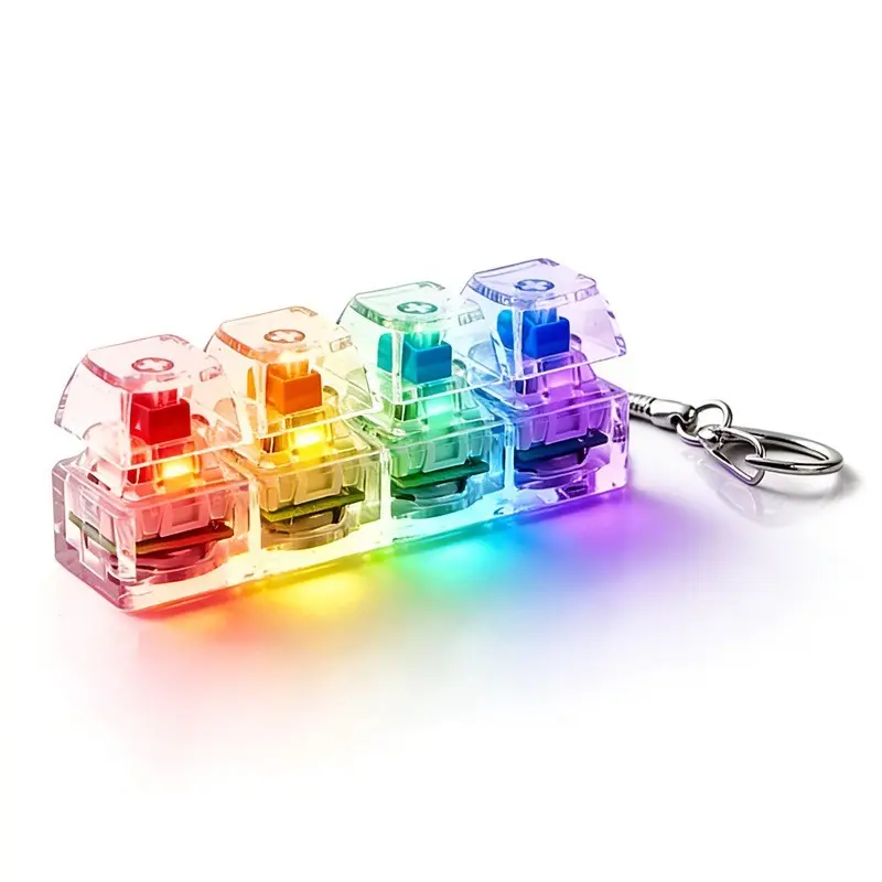 Colorful Light Effect Stress Relief Keychain, One Button Press Toy, Finger Pressure Release, Fun Hanging Accessory, Perfect Gift, Fidget Keyring