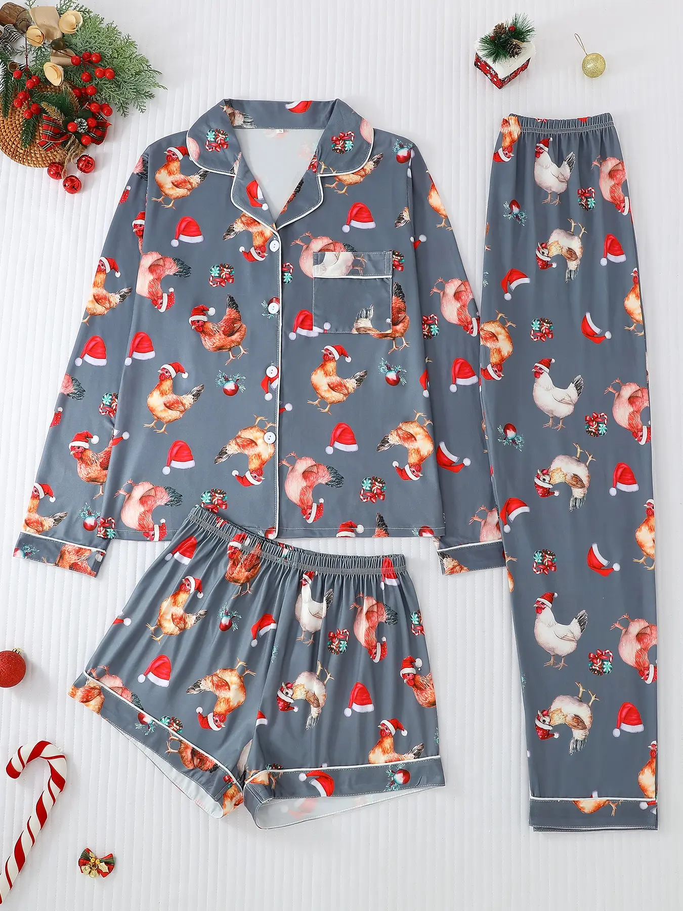 Women's Christmas Pajama Set, Long Sleeve Top & Bottoms, Casual Loose Fit, All-Season Comfortable Sleepwear for Home & Outdoors