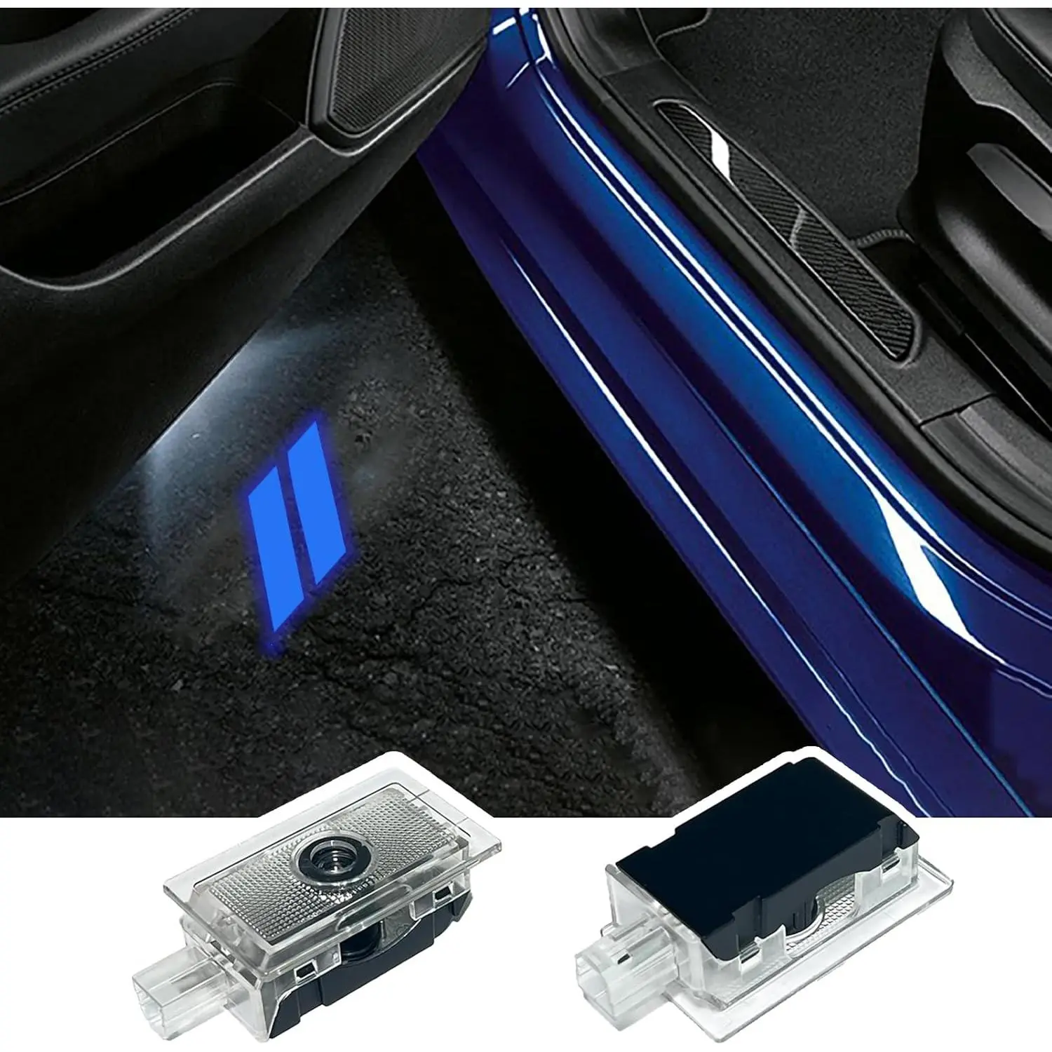 2 count Never Fade Door Light Led Logo for  Daytona Hellcat   Models Projector  Shadow Puddle Courtesy Step Lights (Blue)