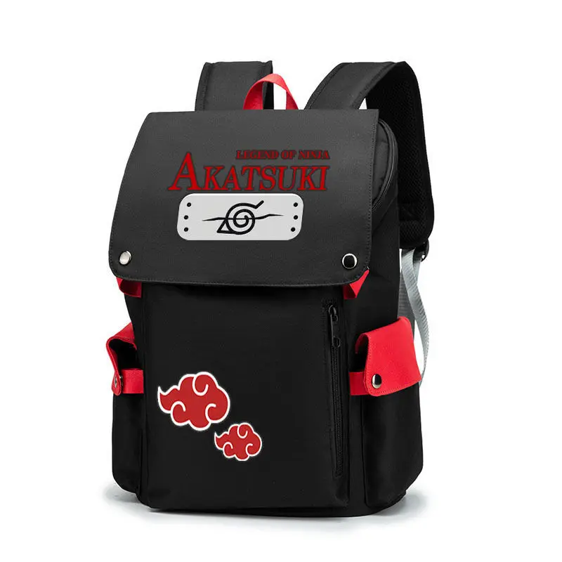Stylized Ninja Symbol Flip Top Backpack, Large Capacity Laptop Backpack, Unisex Student Daily Travel Rucksack with Multiple Side Pockets
