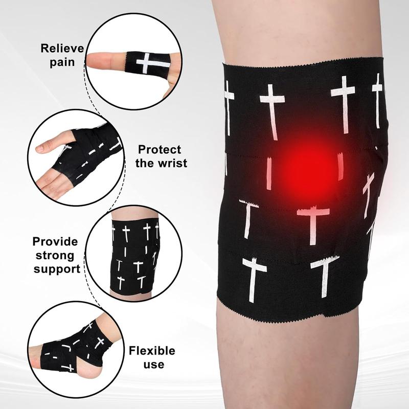 Geiserailie Christian Athletic Tape with Cross Sport Tape Wrist Warp for Football Baseball Soccer Athletes Religious Bible Verses Christian Gift for Christmas Church Members 2IN X 23FT(Black)