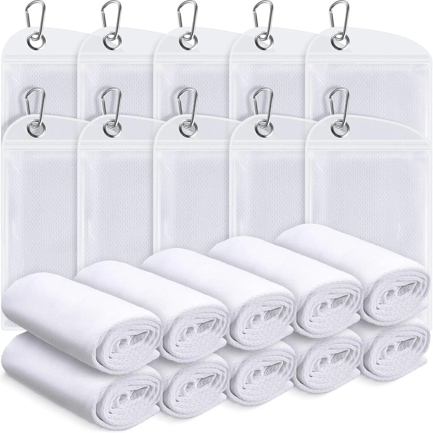 20 Pcs Cooling Towel 40" x 12" Ice Towel for Neck and Face Microfiber Chilly with Bag Breathable Yoga Gym Stay Cool Towels Sweat Rag for Workout Running Camping Pilates Beach Accessories (White)Gift.