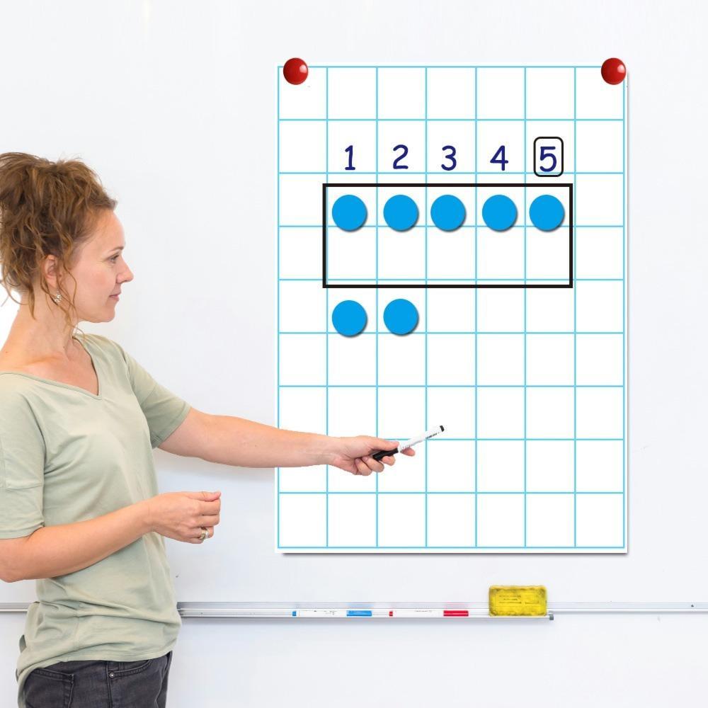 Classroom Large Laminated Dry Erase Poster Set, 2 Counts/set Grid and Lined Erasable Poster Set for Home and Office, Visual Learning Tools, School Teaching Supplies, Valentine's Day Gift