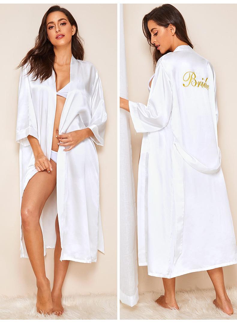 Women Kimono Bathrobe Gown Sexy Sleepwear Satin Home Clothing Intimate Lingerie Casual Bride Bridesmaid Wedding Gift Nightgown