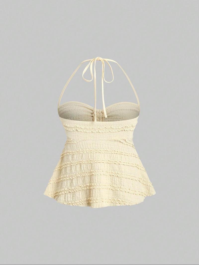 Women's Plain Drawstring Cami Top, Boho Sleeveless Casual Top for Summer, Ladies Clothes for Beach Holiday, Womenswear