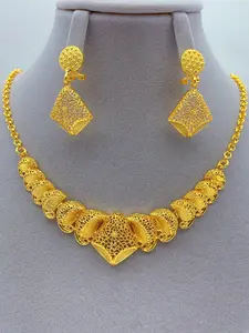 2-Piece Jewelry Set, Arabic African Style Hollow Design Necklace Earrings, Elegant Daily Wear Party Accessory Gift Wedding Jewelry