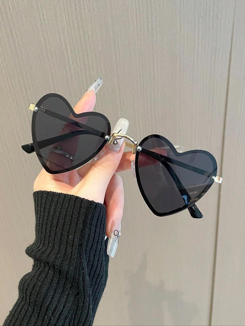 Women's Elegant Heart Shaped Sunglasses, Trendy Styling Fashionable Sunglasses for Everyday Use, Trendy Beach Eyewear, Fashion Accessories for Outdoor Activities