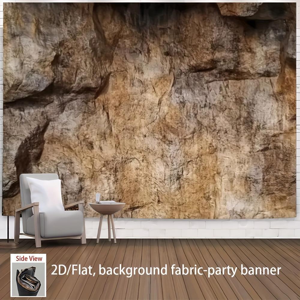 1pc 2D Flat Rustic Rock Wall Decor Backdrop - Natural Stone Texture Party Banner, Durable Polyester Fabric for Weddings, Birthdays, Bars & Home Decor, No Electricity Needed, Easy Setup, Festival Background, Tex