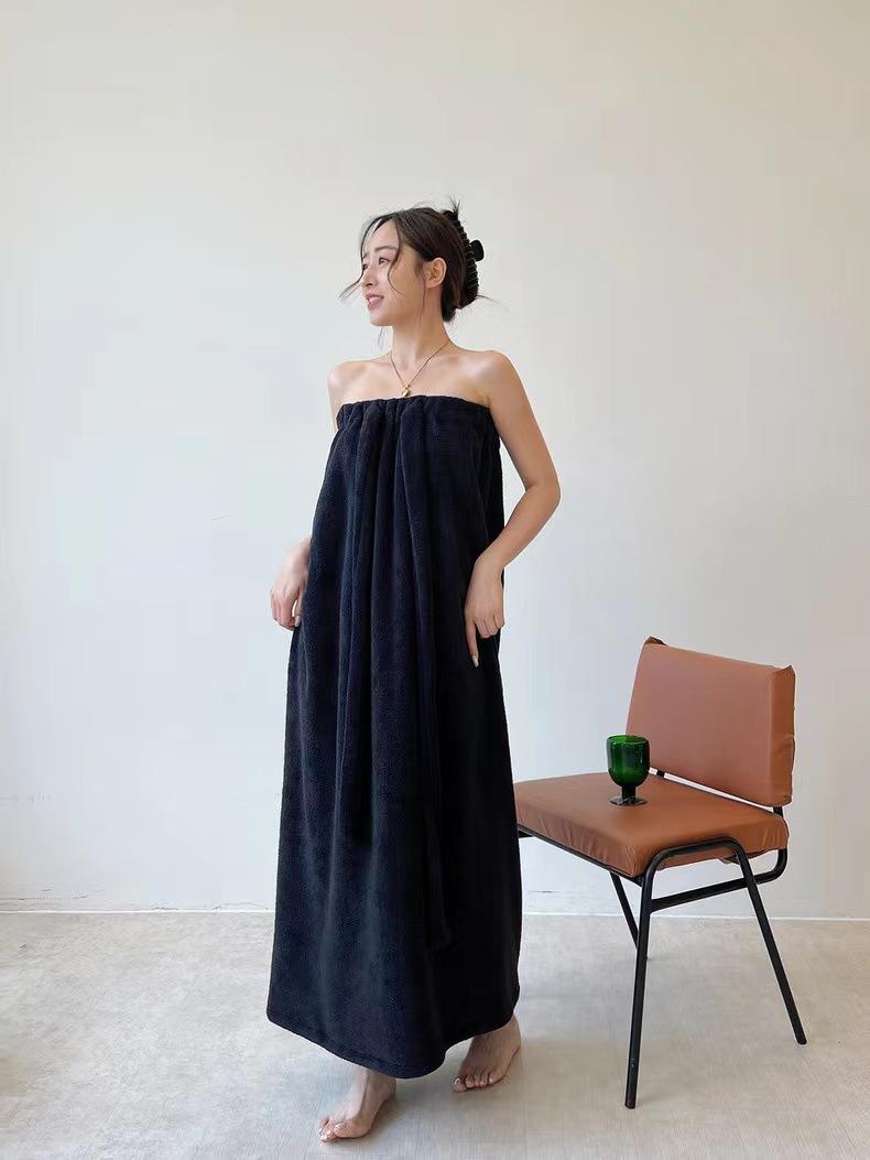 Women's Wearable Bath Towel Dress, Soft Absorbent Strapless Bath Robe, Summer Spa Shower Wrap for Home