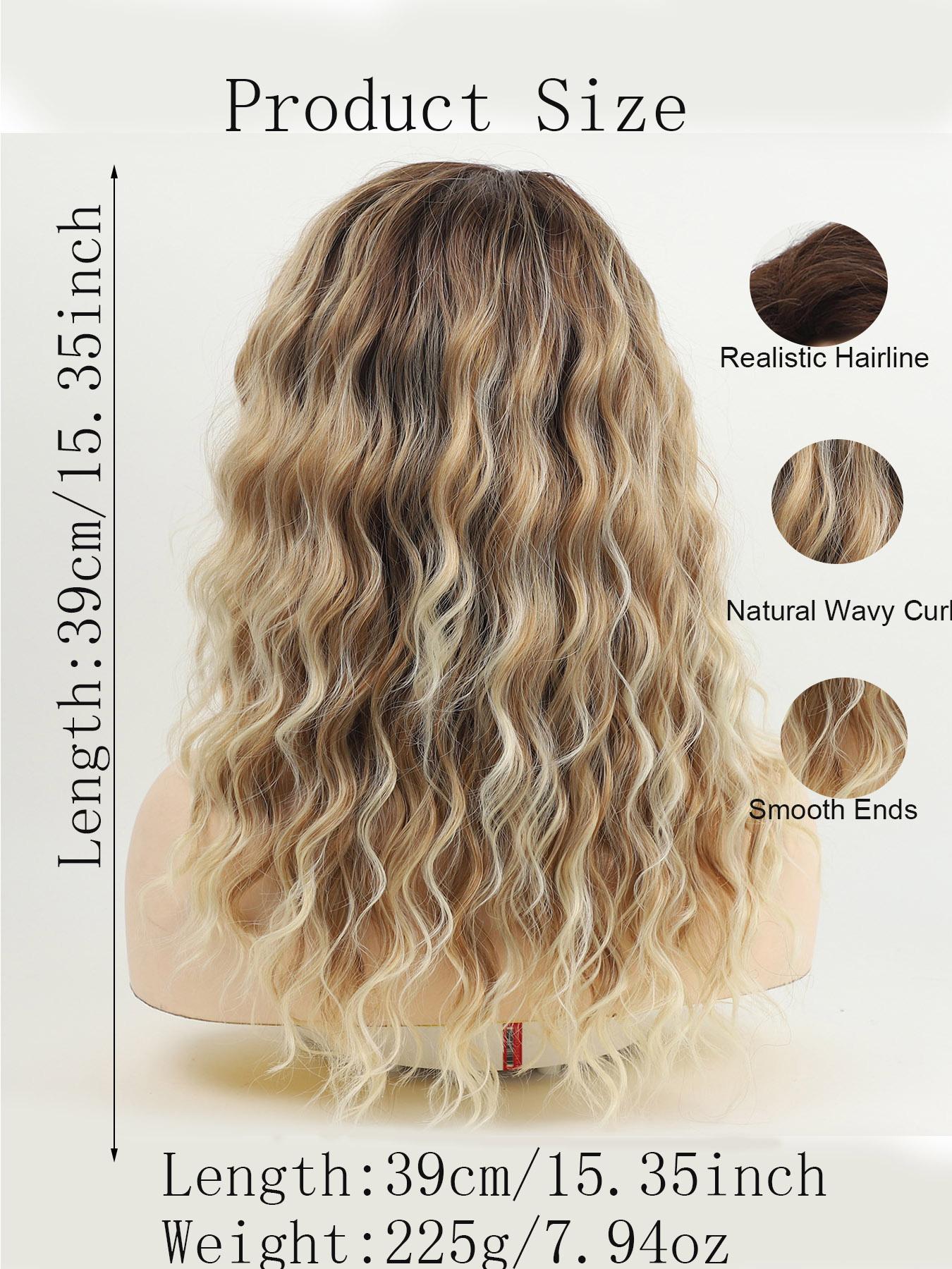 Long Wavy Wigs for Women, Gorgeous Fluffy Wigs without Bangs, Synthetic Full Machine Wigs for Party, Daily Use