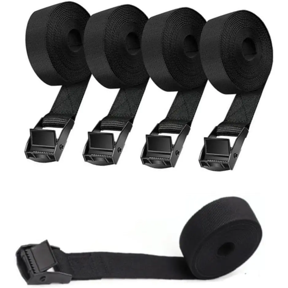 5 count Lashing Straps Nylon 4' x 1" (1.2m) Adjustable Tie Down Straps Load-Bearing 550 lbs Heavy Duty Black Tension Strap with Buckles for   Cargo