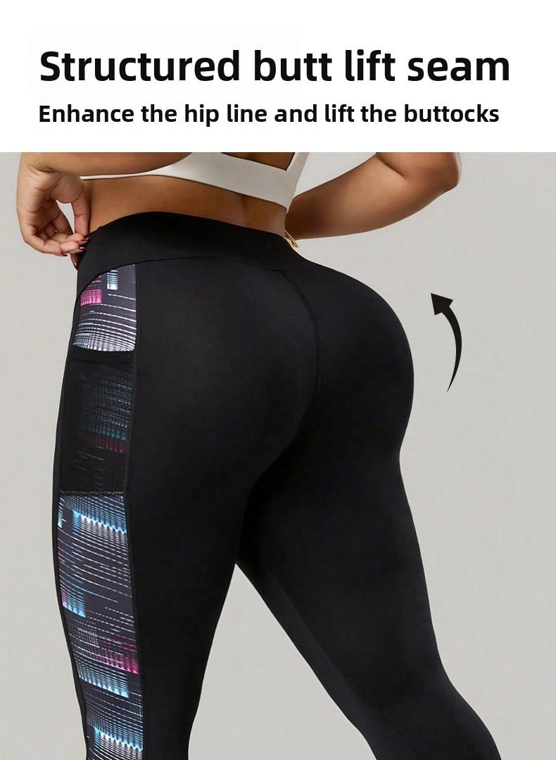 European and American cross-border Plus size yoga pants women's high-waisted peach buttocks tight running fitness pants quick-drying shark pants leggings