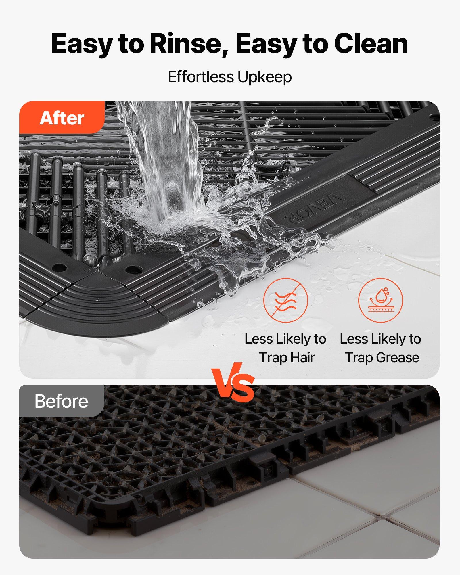 VEVOR Transition Edge Kit, 11-Piece, Durable PP Interlocking Modular Garage Floor Edging, Easy Installation, Edge Protection for Wet Area Restaurant, Only Compatible with VEVOR Drainage Mats, Black