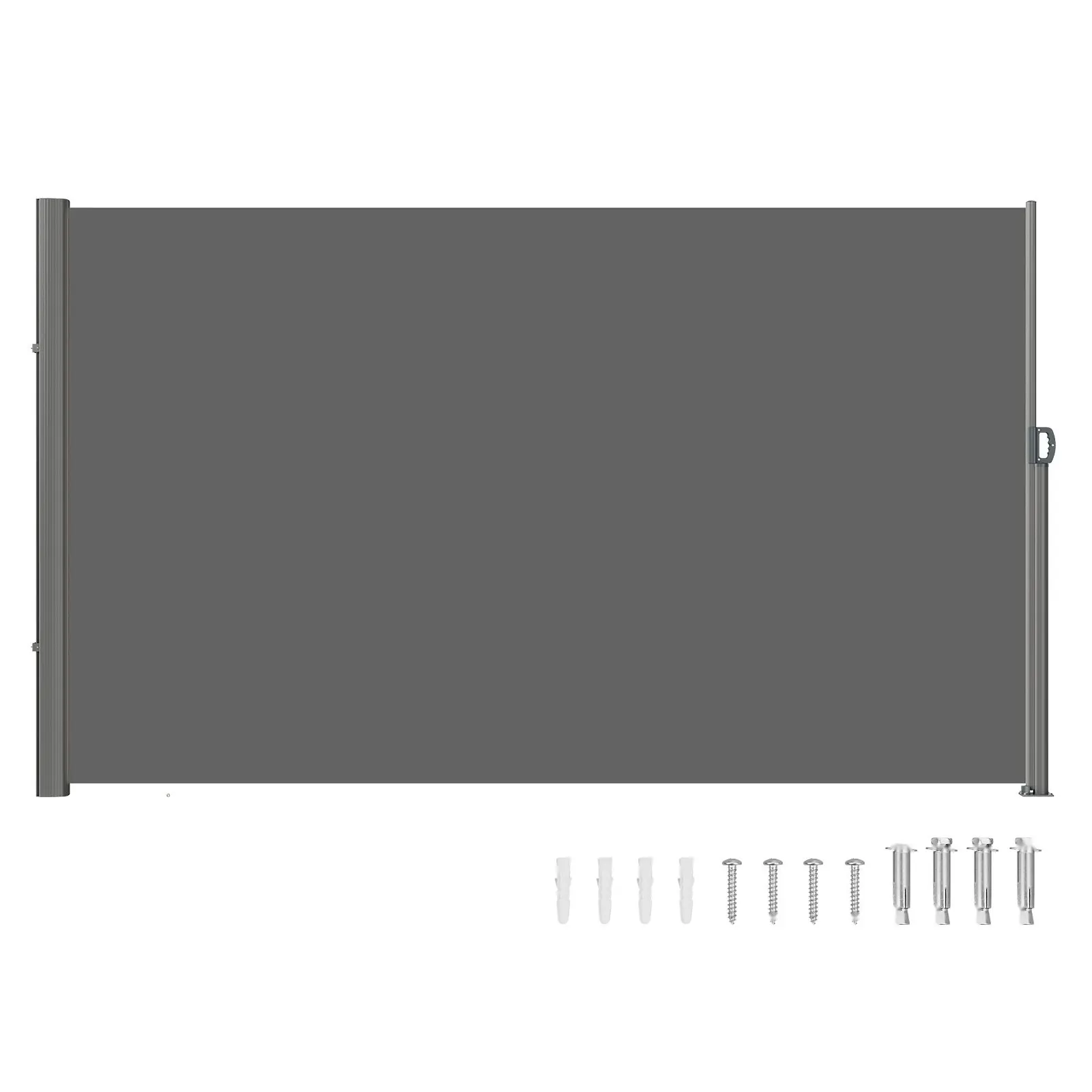 Retractable Side Awning 63'' X 118'', Full Aluminum Rust-Proof Outdoor Privacy Screen, Folding Room Divider Wind Screen for Patio Sun Shade, Backyard Balcony Roof Terraces and Pools, Gray