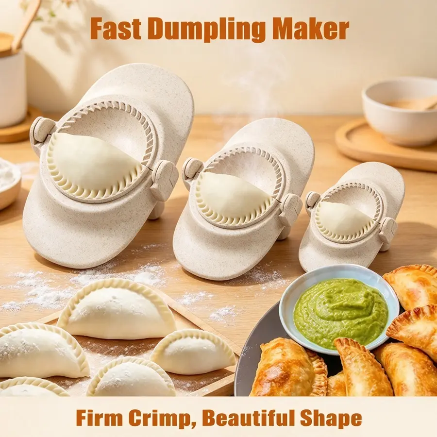 3-piece Dough Press - Plastic Pastry Shaping Machine and Pie Press with Curled Outer Edges - Kitchen Tools for Making Dumplings, Hand Pies, Dumplings, and Toppers, Cooking Tool