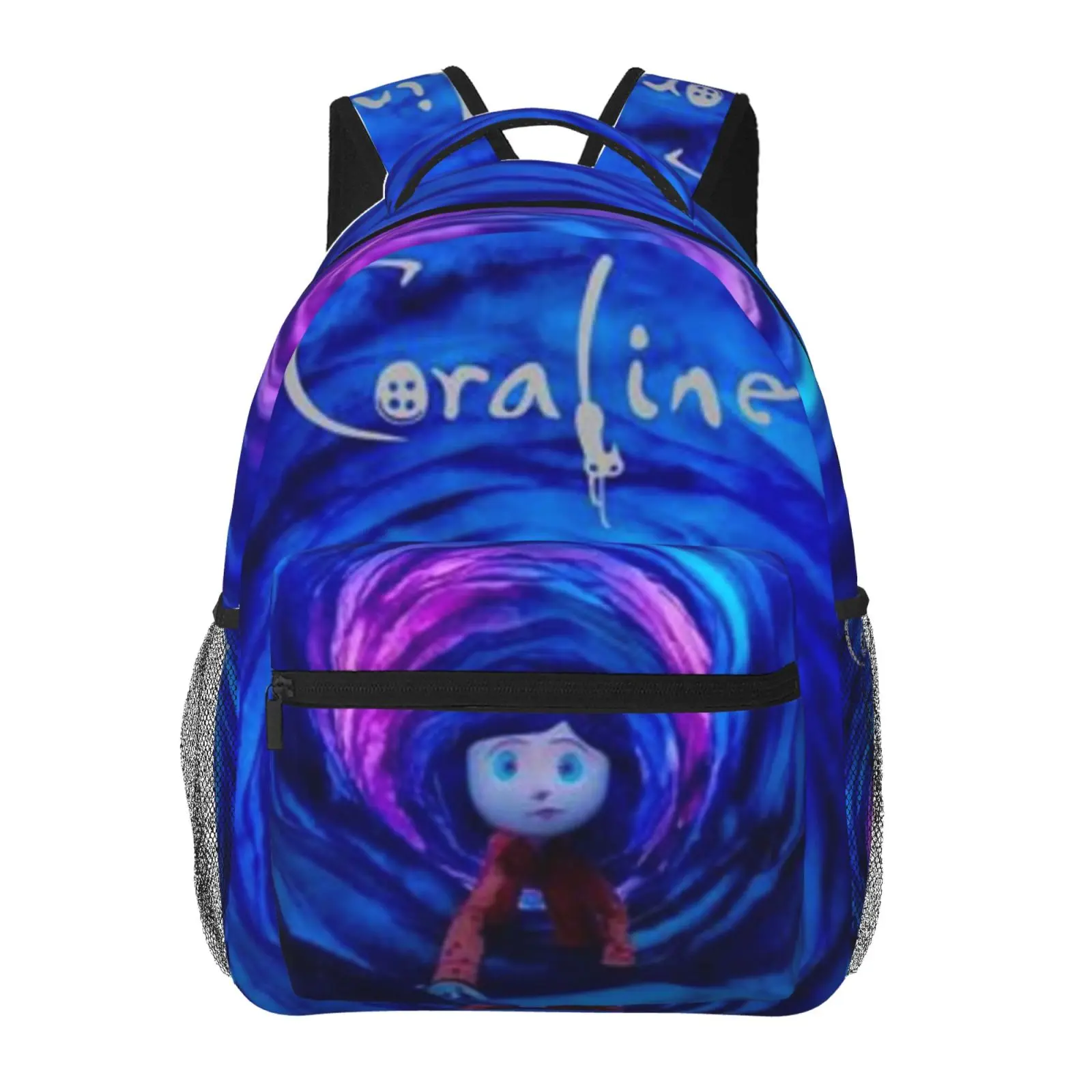 Cute Cartoon Anime Coraline Printed Kids backpack, Comfort Adjustable Straps Daypack Lightweight Book Backpack for Boys Girls School & Outdoor Travel