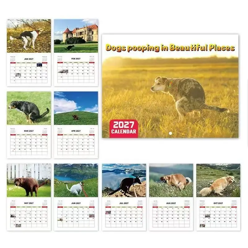 2027 Dogs Pooping Calendar, Creative Dog Waste Tracking Tool, Fun & Practical Pet Owner Gift, Unique Animal Care Organizer