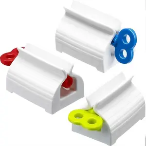 3 Counts Rolling Tube Toothpaste Squeezer Toothpaste Seat Holder Stand Rotate Toothpaste Dispenser for Bathroom Gift Hand Plastic Aluminium Cream Tool Manual Toothpaste Wringer