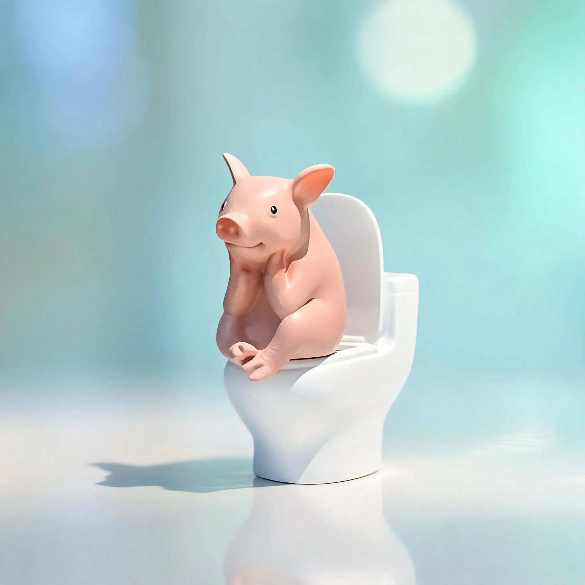 Cute Pig Toilet Sand Sculpture Desk Decor, Fun Bathroom Decoration, Small Table Ornament, Unique Office Accessory, Modern Decorative Home Ornament, Resin Figurine Statue, Resin Sculptures, Figure Decor