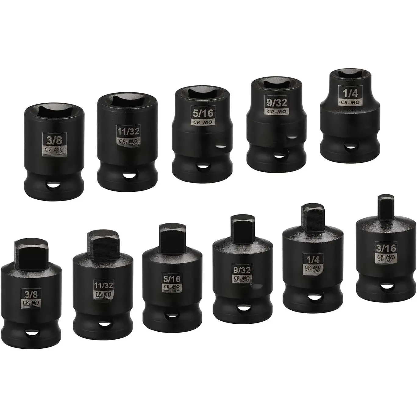 3/8-inch Drive Pipe Plug Socket Set, SAE, CR-MO, Tapered Male Square Drive, Chamfered Female Square Drive,11 Pieces Set