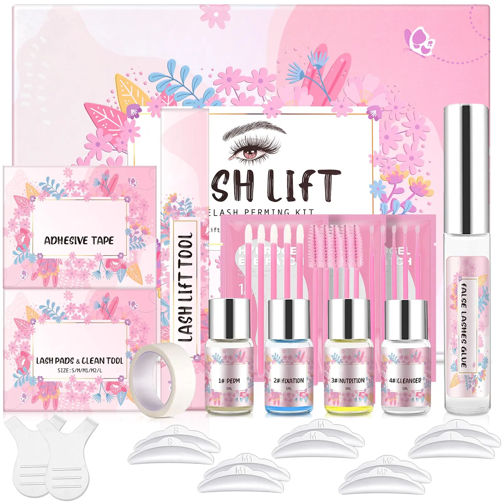Aliver Eyelash Curling Kit, Professional Lash Extension Set, Upgraded Glue, Semi-Permanent Wavy Shape, Ideal for Salons