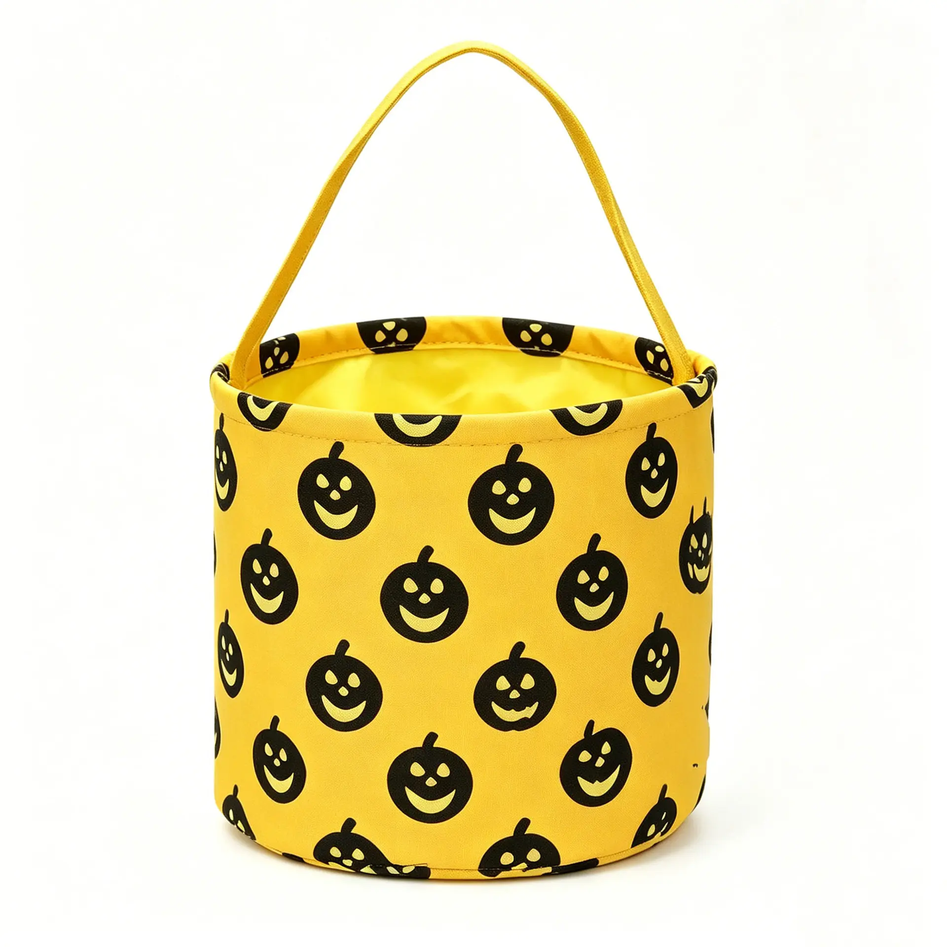 Halloween Canvas Candy Bucket, Cute Ghost Spider Bat Pumpkin Print Trick-or-Treat Hand Basket, Kids Halloween Party Decor Candy Carry Bag, 4 Spooky Patterns
