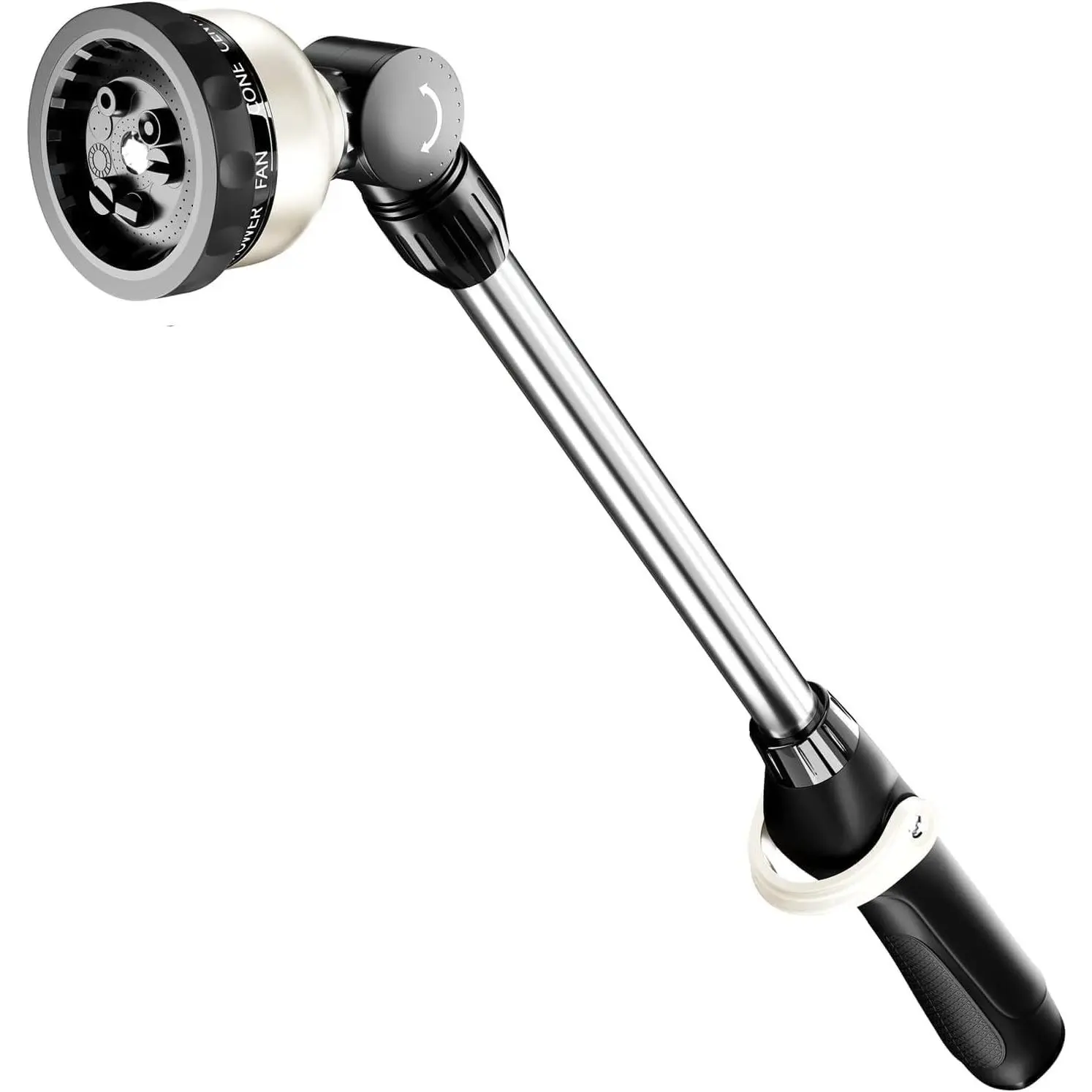 Garden Hose Watering Wand, 16 Inches Sprayer Wand, 9 Watering Patterns 180° Adjustable Swivel Head, Ergonomic Handle with One Touch Valve Perfect for Watering Plants, Car Wash and Showering Dog
