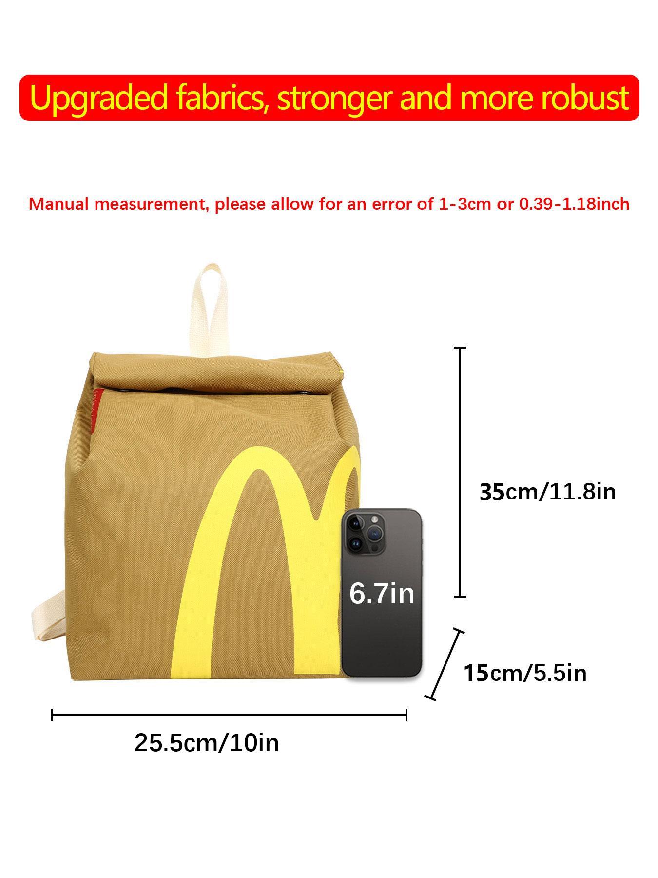 Creative McDonald's Bag Design Backpack, Large Capacity Student Class Backpack, Cute and Versatile Backpack for Women & Men, Lightweight Casual Daypack, Stylish Daypack