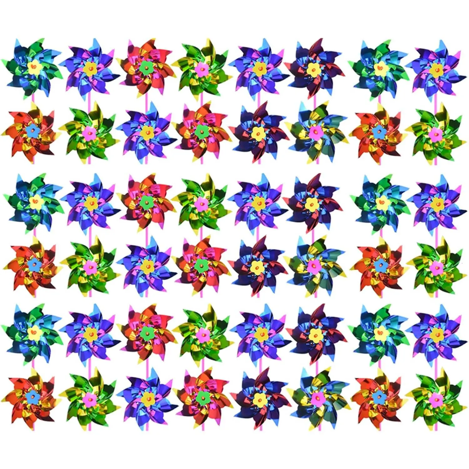100pcs Plastic Rainbow Pinwheel,Windmill Party Pinwheels DIY Pinwheels Set for Toy Garden Lawn Party Decor (100)