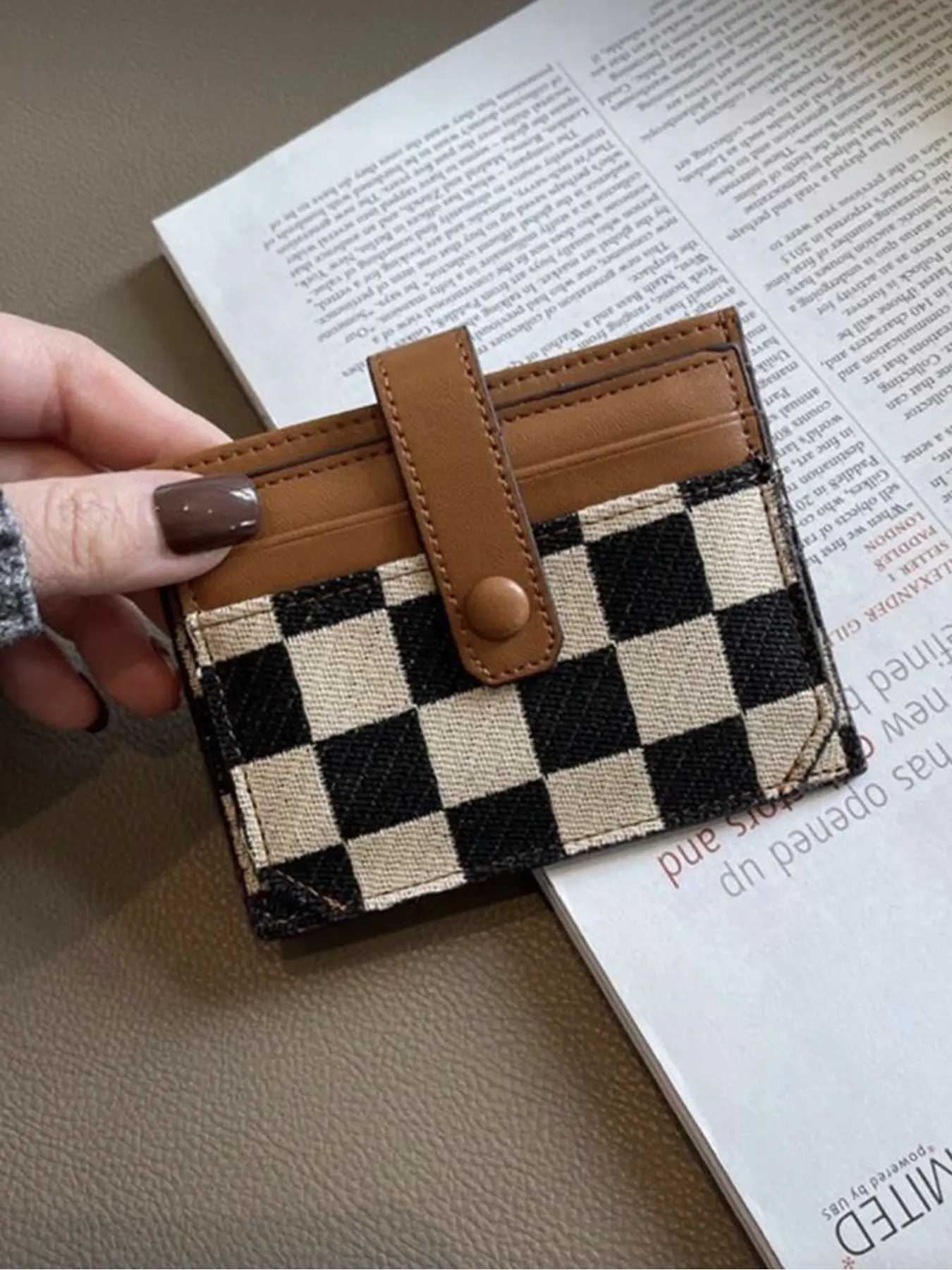 Women's Fashion Short Casual Canvas Wallet 10 Card Slots PU Leather Zipper Snap Closure Leather Lining Decoration Hand Wash or Dry Clean Compact Card Holder Mini Wallet for Credit ID Cards Gift