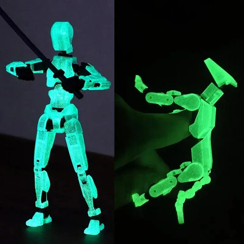 DIY Luminous T13 Multi-Jointed Shapeshift Robotics Kit, 3D Printed Movable Mannequin Lucky Robot & Dog Action Figures, Stress Relief Toy for Kids Gifts