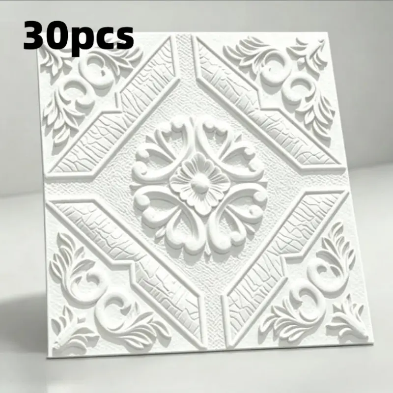 30Pcs Value Pack 35X35cm Ceiling Self-Adhesive Wallpaper, Waterproof & Moisture-Proof, Living Room Bedroom Background Ceiling Scuff Cover, Instant Renewal.