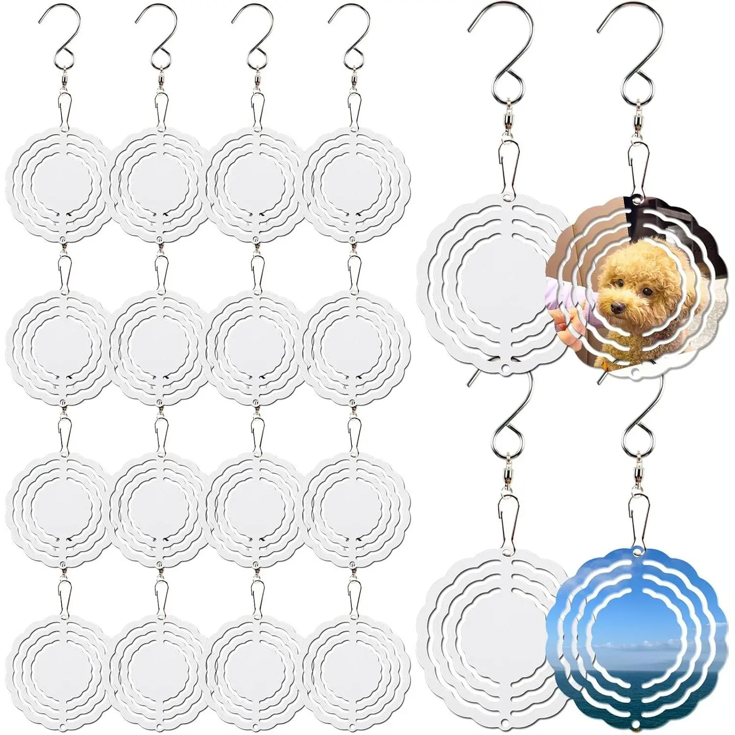 Sublimation Wind Spinner Blanks Bulk  Metal Blanks Product Outdoor Garden Decoration for Heat Press Transfer DIY  (20, 3 INCH)