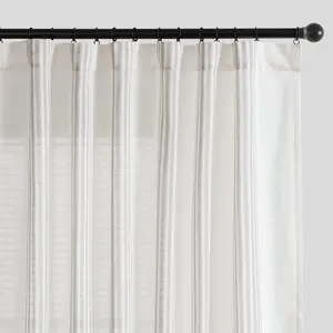 Striped Curtains 84 Inch Long for Living Room Grey Stripe Semi Sheer Back Tab Light Filtering Farmhouse Gray Drapes for Bedroom Window Set 2 Panels