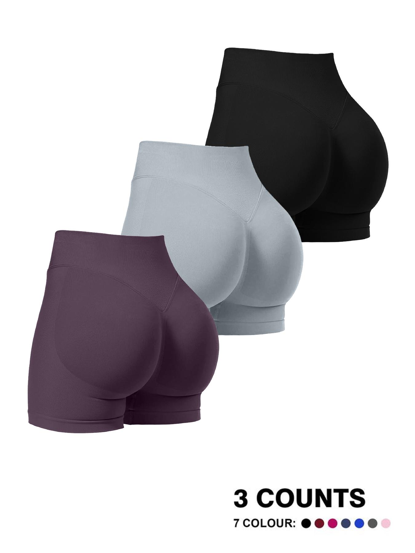 Women's Solid Color Seamless Gym Shorts, Butt Lifting Skinny for Yoga Gym Workout Running, Ladies Sportswear for Indoor Outdoor Wear Seamless Breathable Shorts