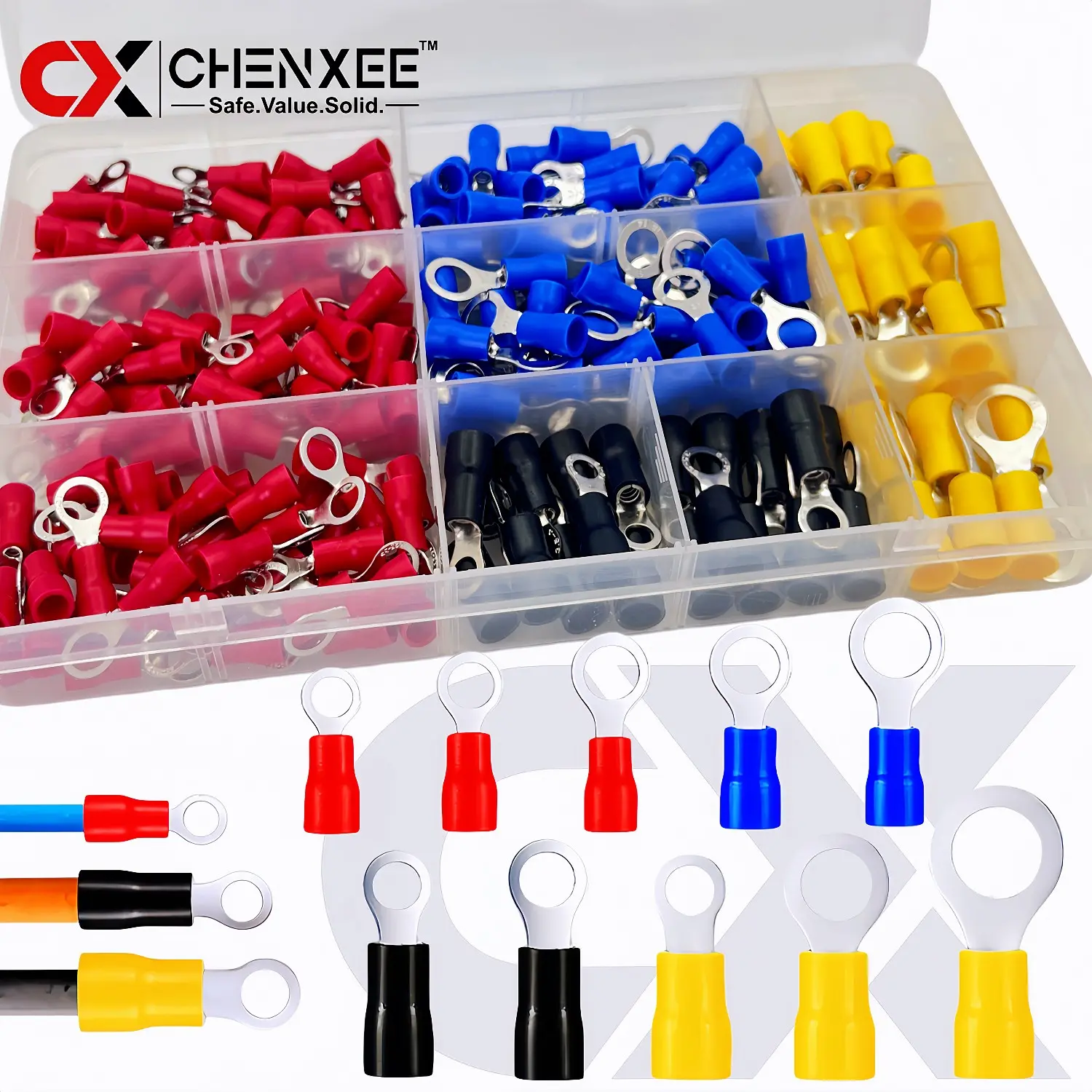 240/120Pcs Insulated Wire Terminal Kit With Storage Box, Crimp Connectors Assortment Set With Ring Spade Butt Terminals for Automotive Car Motorcycle DIY Electrical Repair M3 M4 M5 M6 M8 22-16AWG 16-14AWG 14-12AWG 12-10AWG
